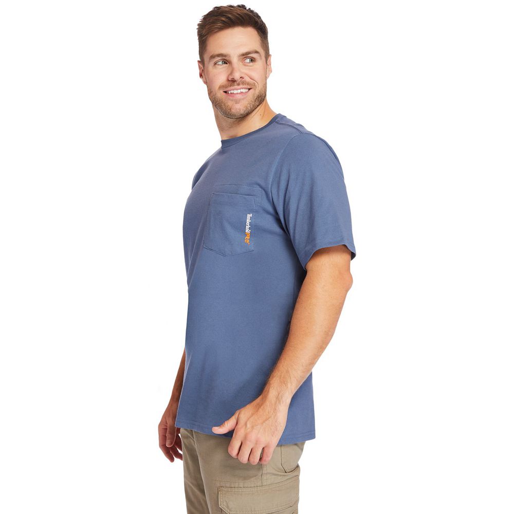 Camisetas Masculino - Timberland Pro® Big & Tall Base Plate Short-Sleeve - FYASH6302 - Azuis